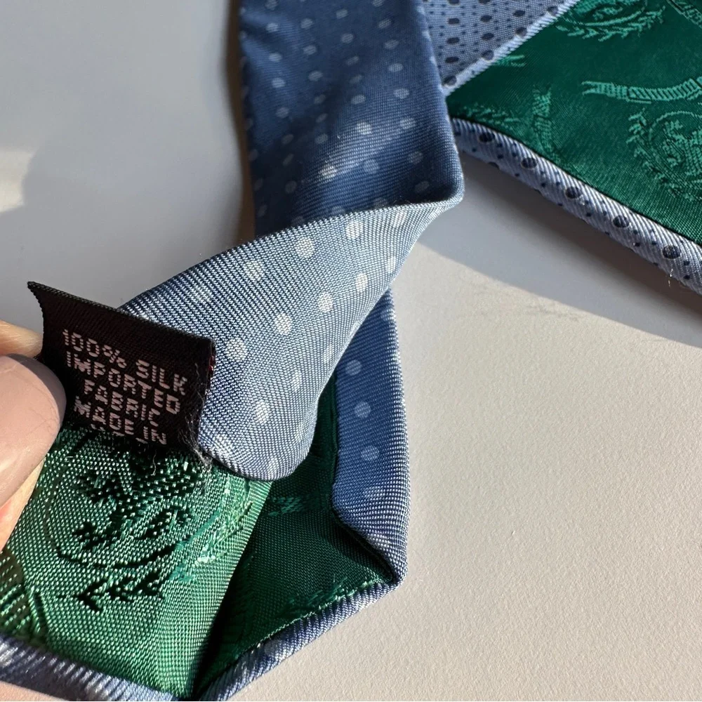 Tommy Hilfiger Light Blue and Navy  Patterned Silk Tie